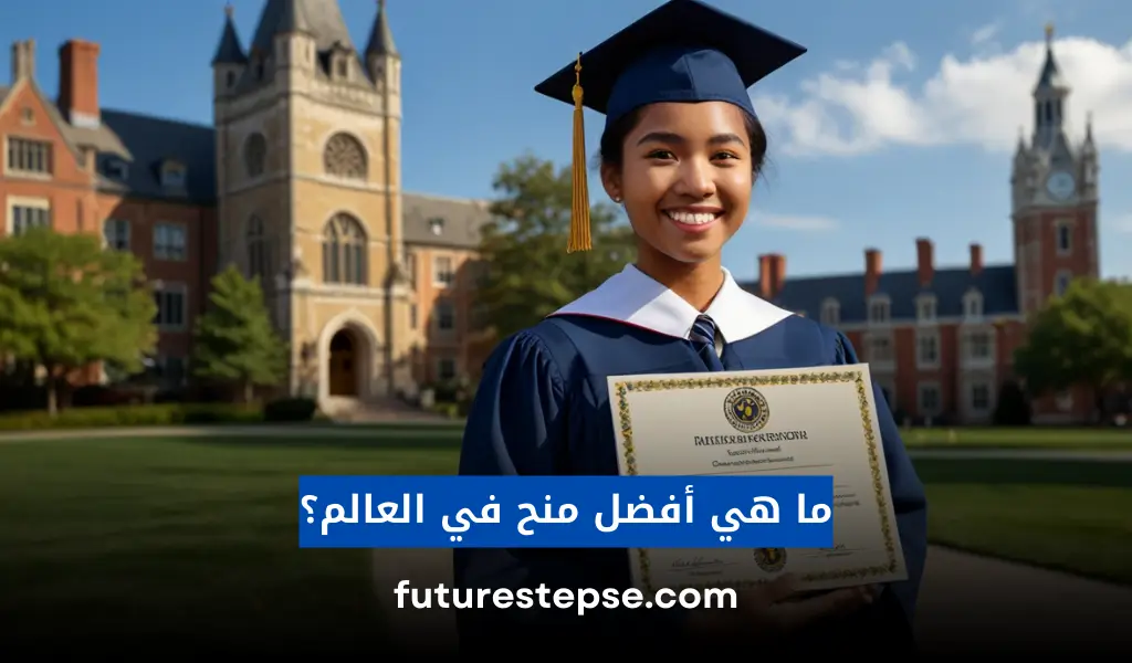 طالب يحتفل بحصوله على منحة دراسية عالمية مرموقة مع شهادة قبول وعلم جامعة